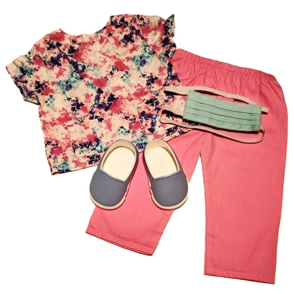 New American Girl Thank You Heroes Scrubs and Mask Set For 18
